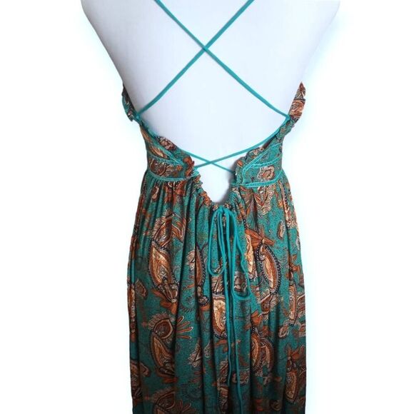 MILLIBON RED DRESS BOUTIQUE Timeless Moments Turquoise Blue Floral Print Midi Dr - Picture 10 of 13